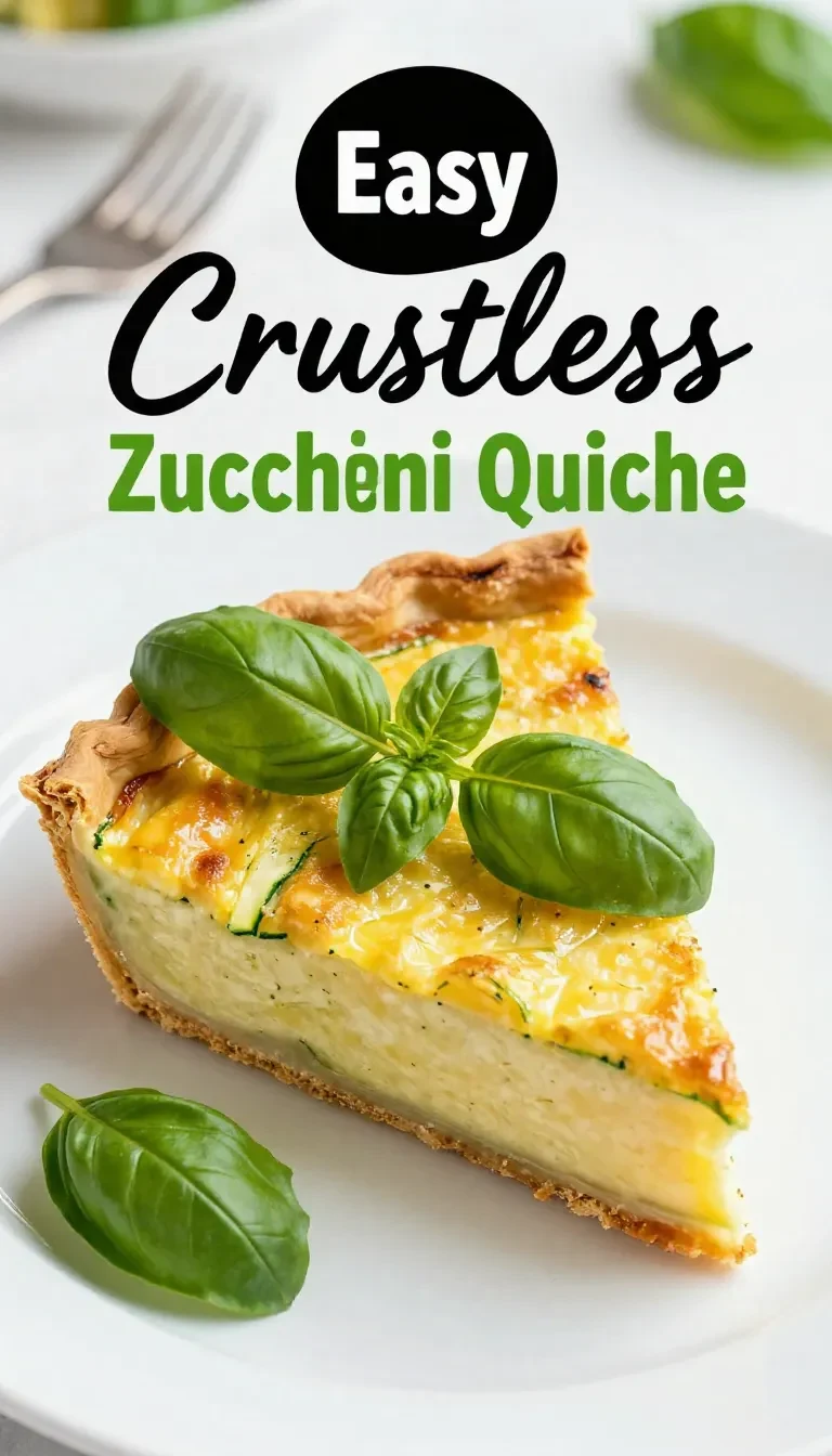 Eine krustenlose Zucchini-Quiche, goldbraun gebacken und appetitlich serviert.