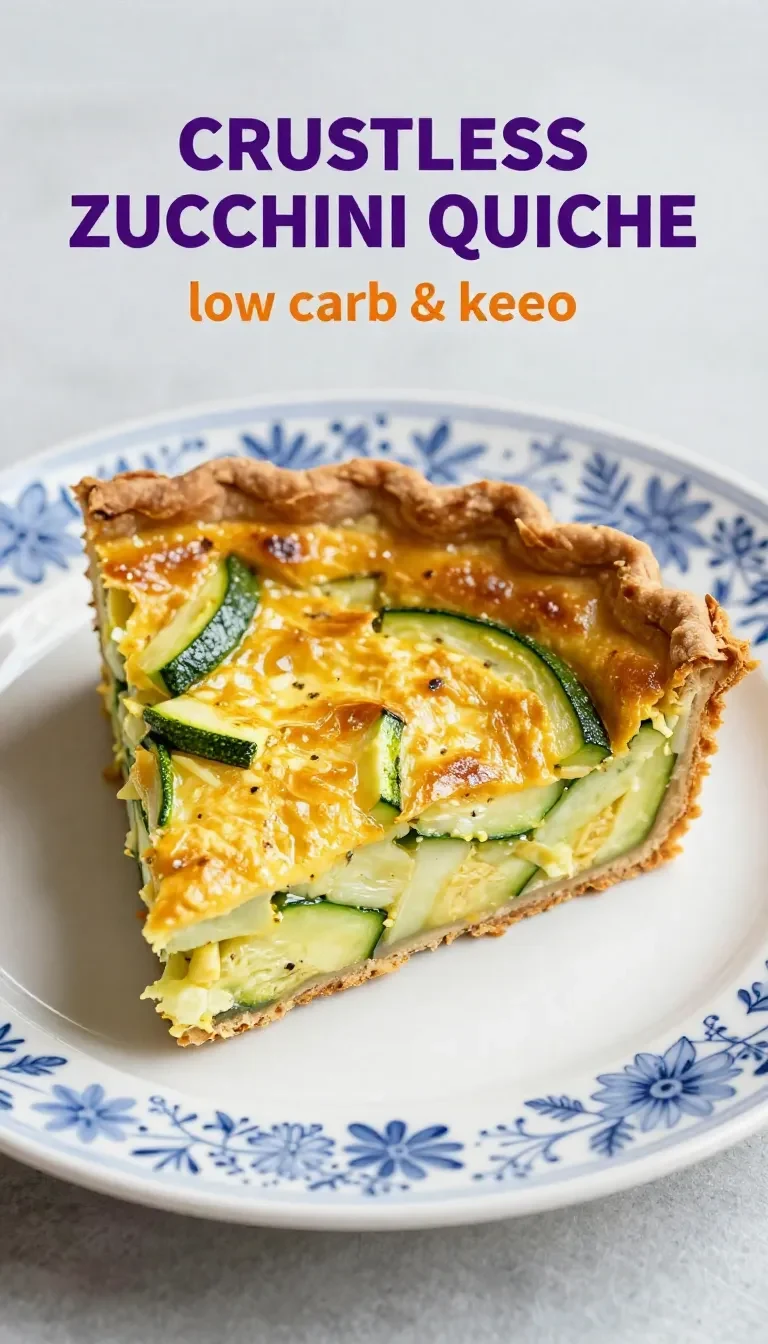 Eine kohlenhydratarme Zucchini-Quiche ohne Kruste auf einem weißen Teller.
