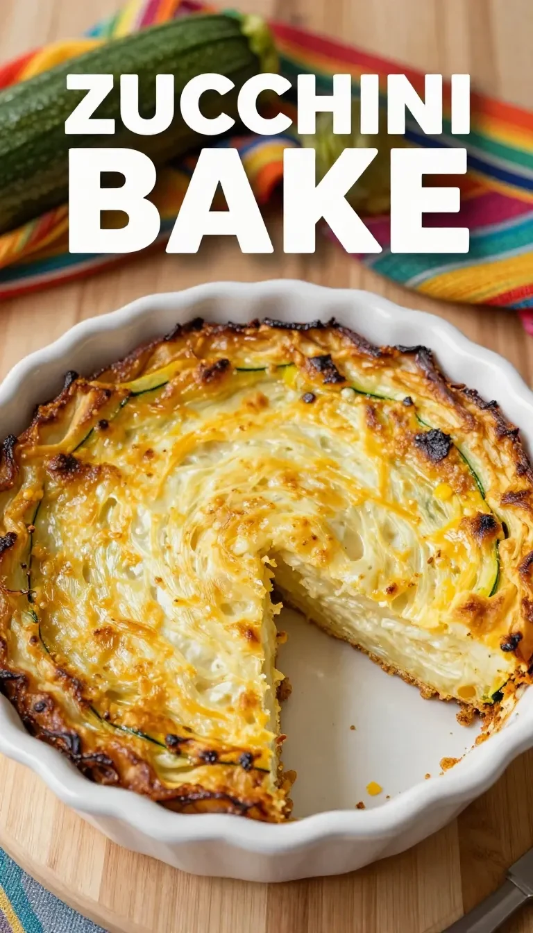 Ein frisch gebackener Zucchini-Zwiebel-Kuchen auf einem Holzbrett.