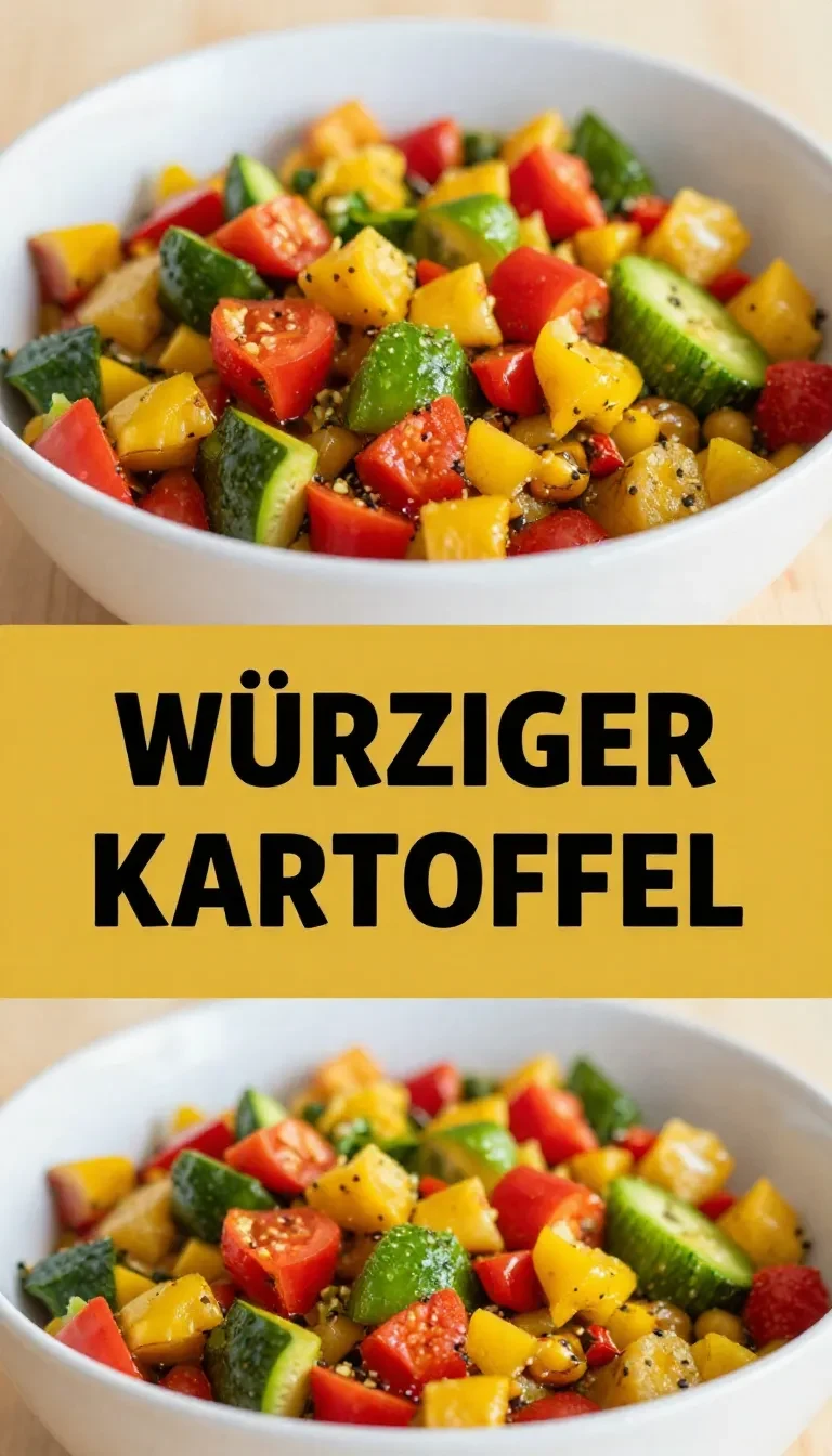 Ein Topf mit Kartoffeln, Paprika und Zucchini, frisch gekocht und dampfend.