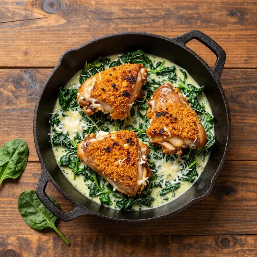 Ein Teller mit dampfender Tomaten-Zucchini-Pasta, garniert mit frischem Basilikum und geriebenem Parmesan auf einem rustikalen Holztisch.