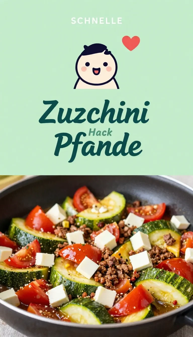 Eine Zucchini-Hackfleisch-Pfanne mit frischen Kräutern, dampfend serviert in einer Pfanne.