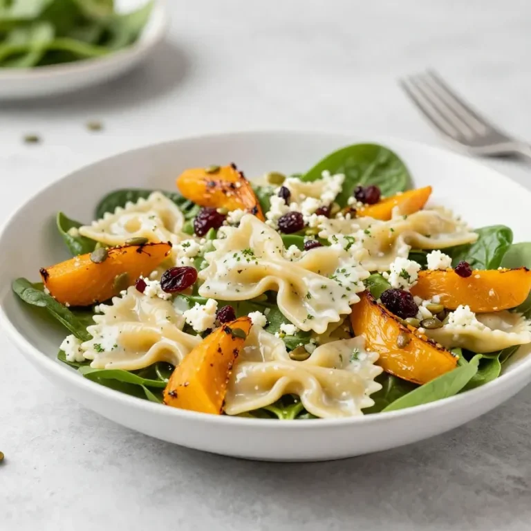 Frischer Herbstsalat mit Kürbis, Blattsalat, Granatapfelkernen und Ahorn-Limetten-Dressing in einer Schale