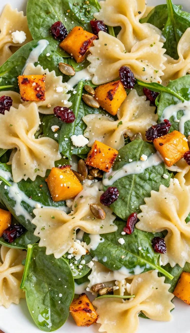 Frischer Herbstsalat mit Kürbis, Blattsalat, Granatapfelkernen und Ahorn-Limetten-Dressing in einer Schale