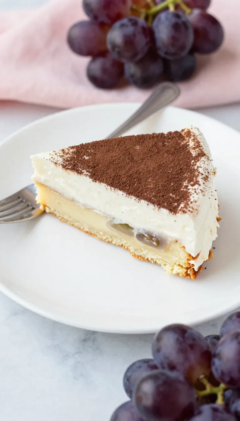 Ein Stück Zwetschgen-Schmand-Kuchen auf einem Teller, bedeckt mit frischen Zwetschgen und feiner Puderzucker-Schicht.