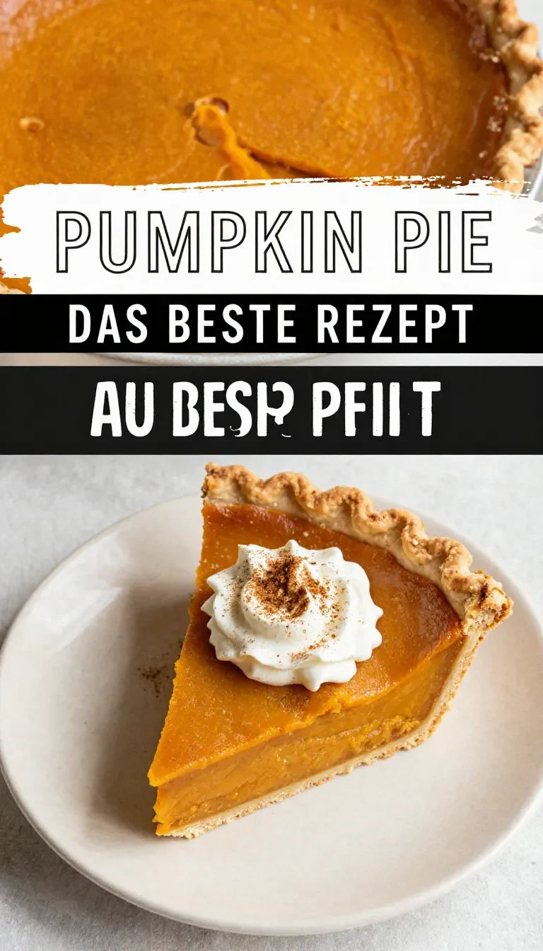 Pumpkin Pie: Das Original aus den USA backen 9 Frisch gebackener amerikanischer Pumpkin Pie mit goldbraunem Rand und cremiger Kürbisfüllung auf einem Kuchenteller