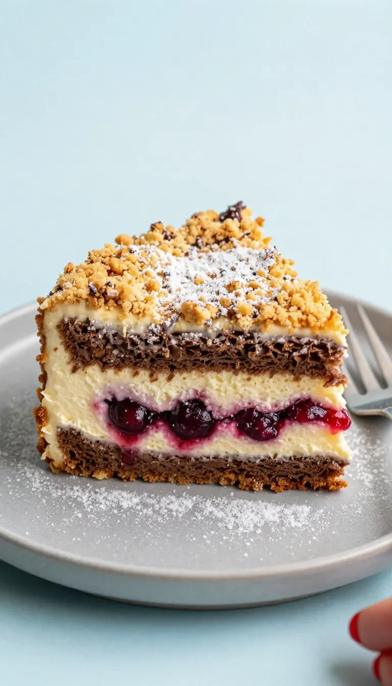 Saftiger Marmorkuchen mit Kirschen vom Blech, frisch gebacken und in rechteckige Stücke geschnitten