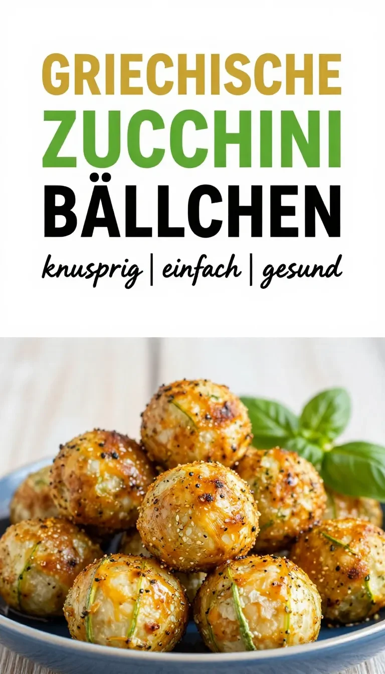 Knusprige Kolokithokeftedes, griechische Zucchini-Bällchen, auf einem Teller mit Dip angerichtet.