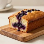 Frisch gebackener Pflaumenkuchen aus der Kastenform mit goldbraunem Teig und saftigen Pflaumenstücken.