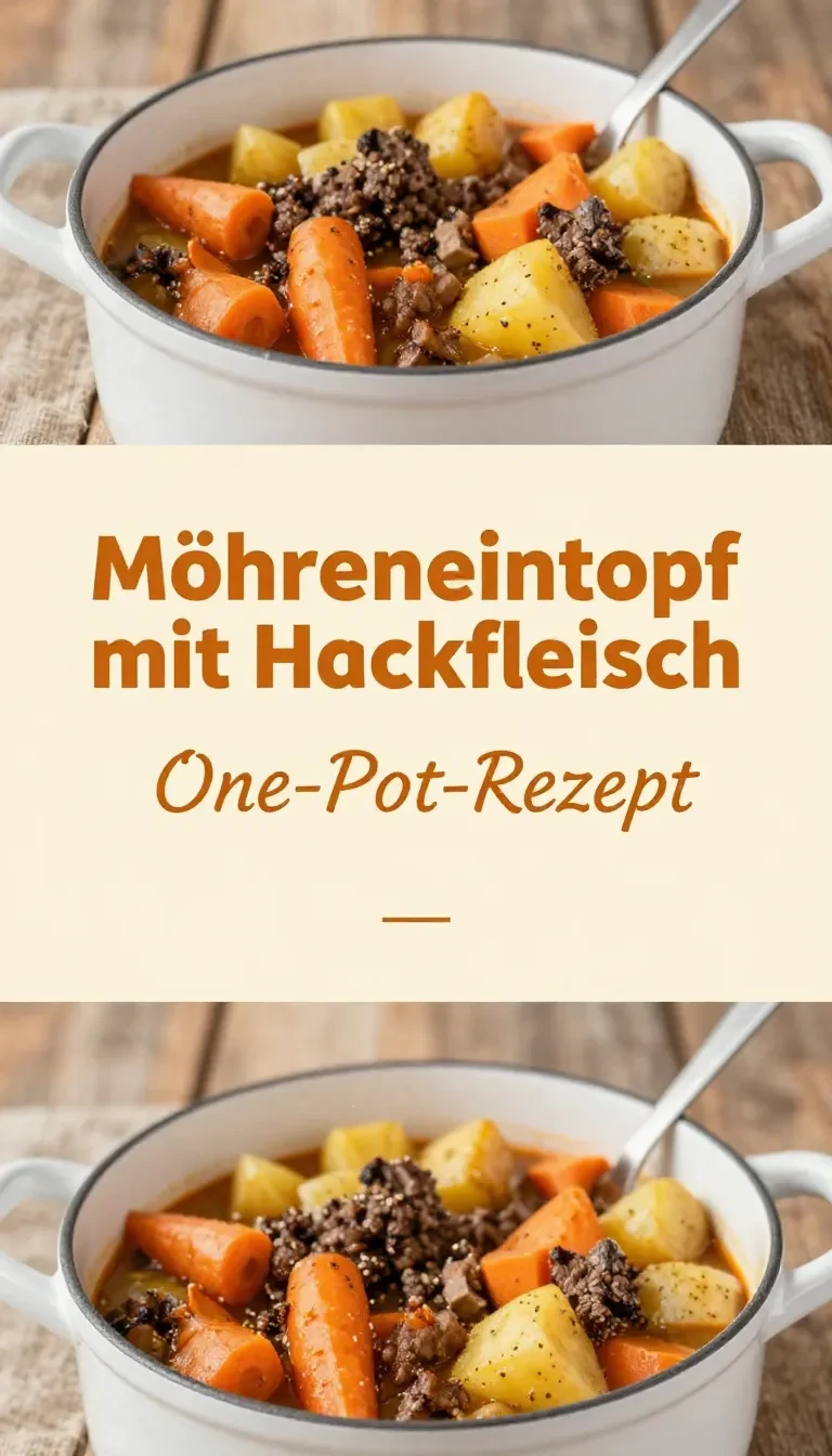 Ein dampfender Möhreneintopf mit Hackfleisch in einer tiefen Schale, garniert mit frischer Petersilie.