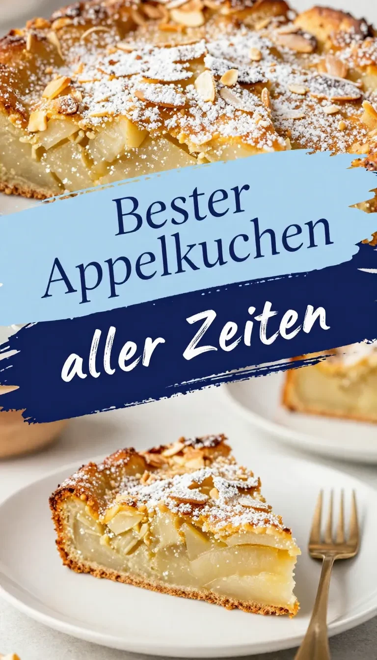 Ein super saftiger Apfelkuchen vom Blech mit goldbrauner Oberfläche und Apfelscheiben.