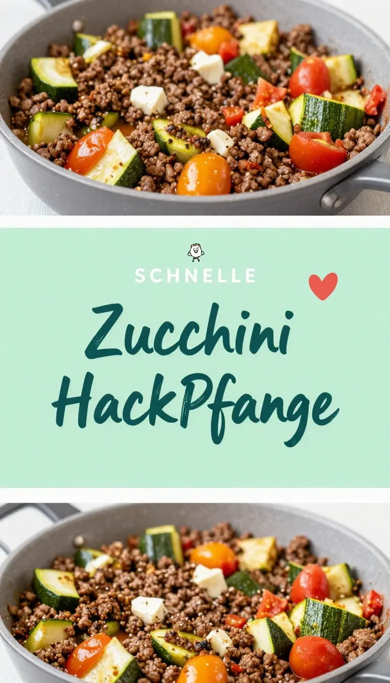 Eine pfanne mit Zucchini-Hackfleisch-Gemüse, frisch angerichtet und mit Kräutern bestreut